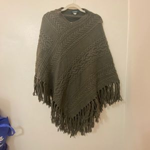 Ralph Lauren cable knit poncho dark green